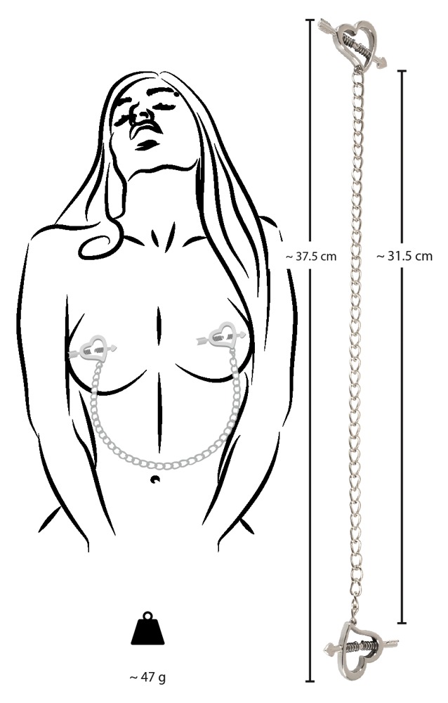 Bad Kitty - Tepelklemmen - Hartvormig - Ketting - Verstelbaar - Zilver - Afbeelding 2