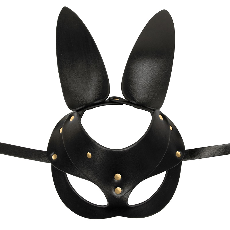 Kinky Diva - Bunny Mask - BDSM - PU-leer - Verstelbaar - Zwart - Goud - Afbeelding 3
