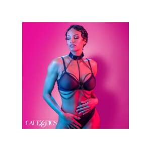 CalExotics - Euphoria - Multi Chain Collar Harnas - Metaal - PU-leer - Zwart