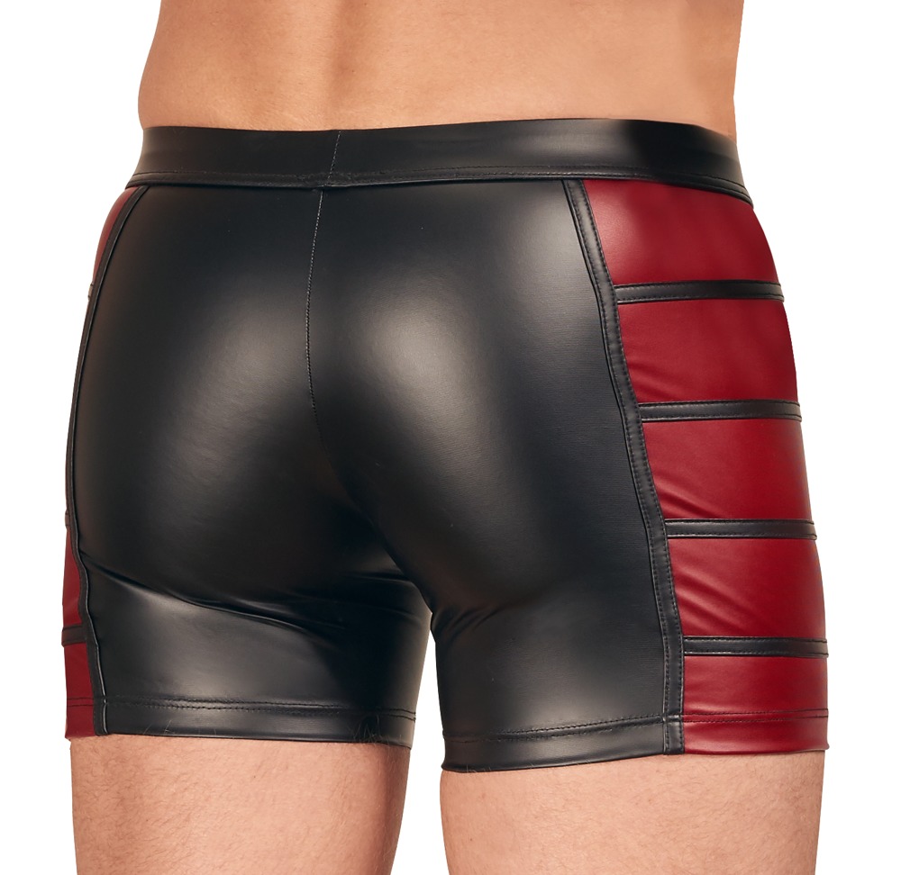 NEK - Wetlook Short - Met Rits - Rode Banen - Zwart - Afbeelding 3