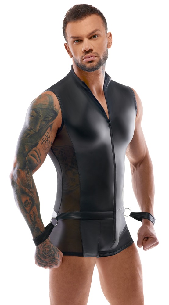 Svenjoyment Underwear - Bodysuit Bondage - Wetlook - Gaas - Zwart