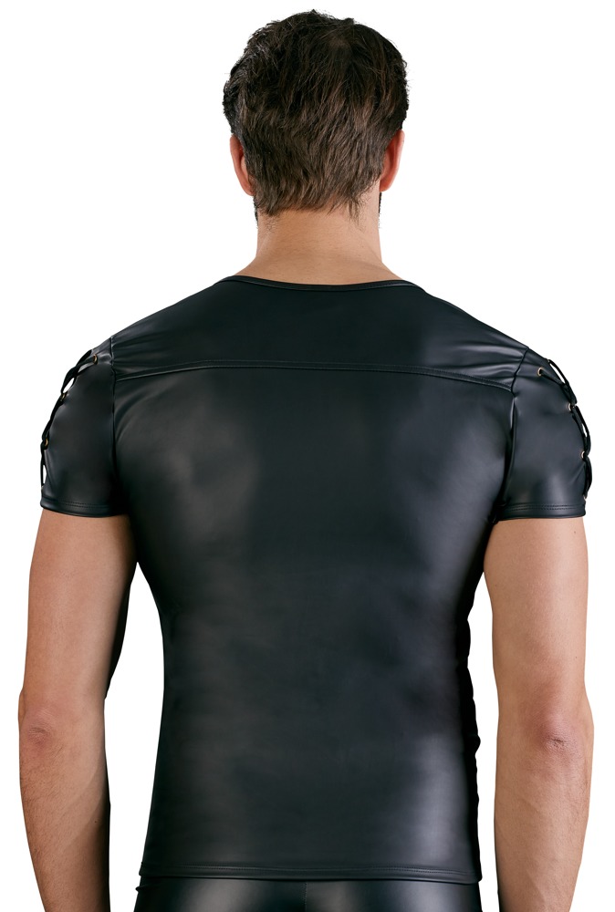 NEK - Shirt met Rits en Veter - Wetlook - Zwart - Afbeelding 3