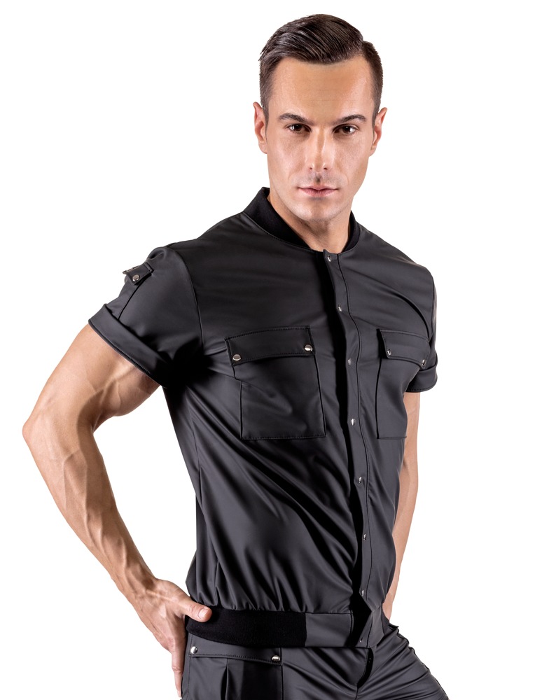 Svenjoyment - Casual Shirt - Drukknopen - Mat Wetlook - Zwart - Afbeelding 2