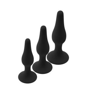 DreamToys - Fant*ASS*tic - Anal Training Kit - 3 Butt Plugs - Zuignap - Siliconen - Zwart
