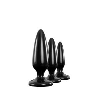 Renegade - Anal Training Kit - 3 Butt Plugs - Zuignap - Siliconen - Zwart