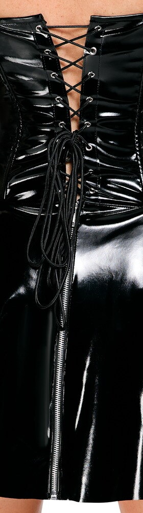 Black Level - Whitney - Corset Jurk - Strapless - Wijde Rok - Lak - Zwart - Afbeelding 3