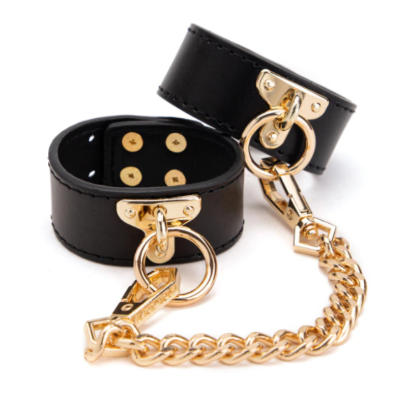 Kinky Diva - Arm Cuffs - Handboeien - BDSM - PU Leer - Zwart - Goud - Afbeelding 2