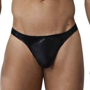 Clever Moda - Brilliant Thong - String - Glimmend Slangen Print - Zwart