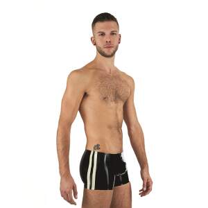 Mr. B - Short - Witte Banen - Latex - Zwart