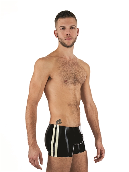 Mr. B - Short - Witte Banen - Latex - Zwart