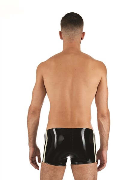 Mr. B - Short - Witte Banen - Latex - Zwart - Afbeelding 3