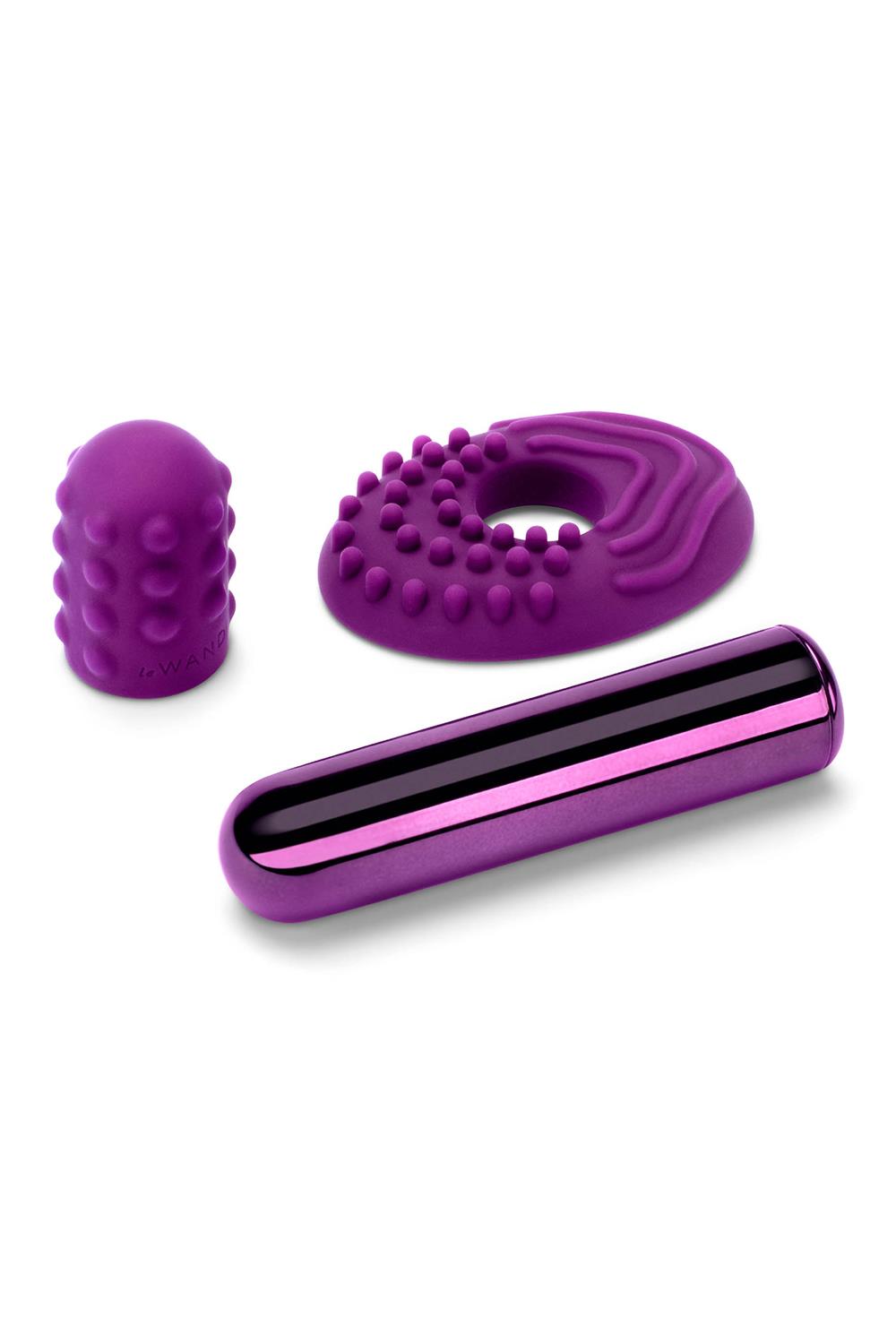 Le Wand - Bullet - Mini Vibrator - 2 Verwisselbare Opzetstukken - Paars - Afbeelding 7