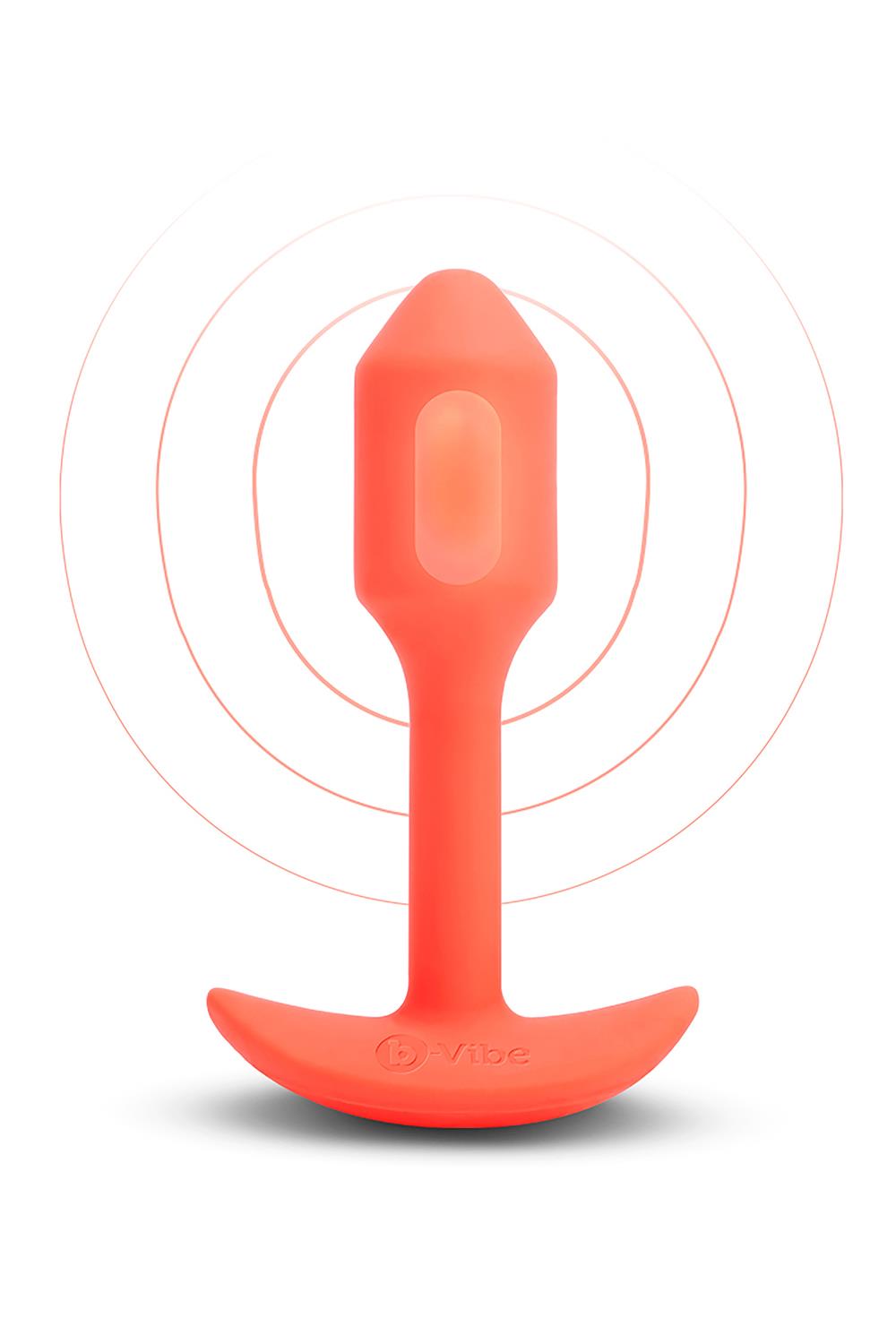 b-Vibe - Snug Plug 1 - Verzwaarde Butt Plug - Vibrerend - Siliconen - Oranje - Afbeelding 2