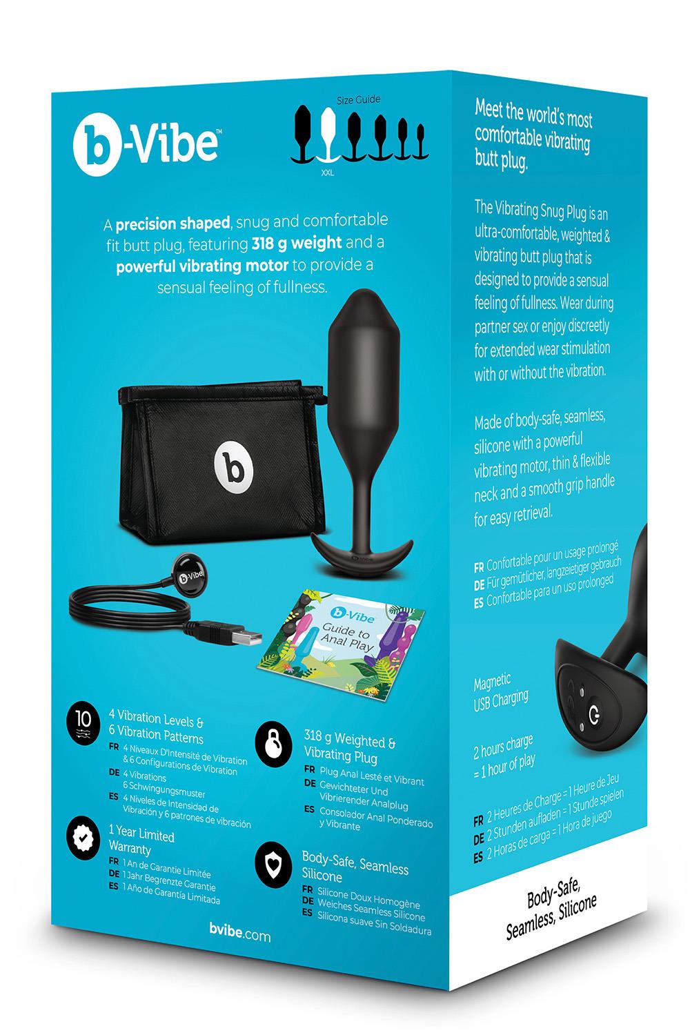 b-Vibe - Snug Plug 5 - Verzwaarde Butt Plug - Vibrerend - Siliconen - Zwart - Afbeelding 6