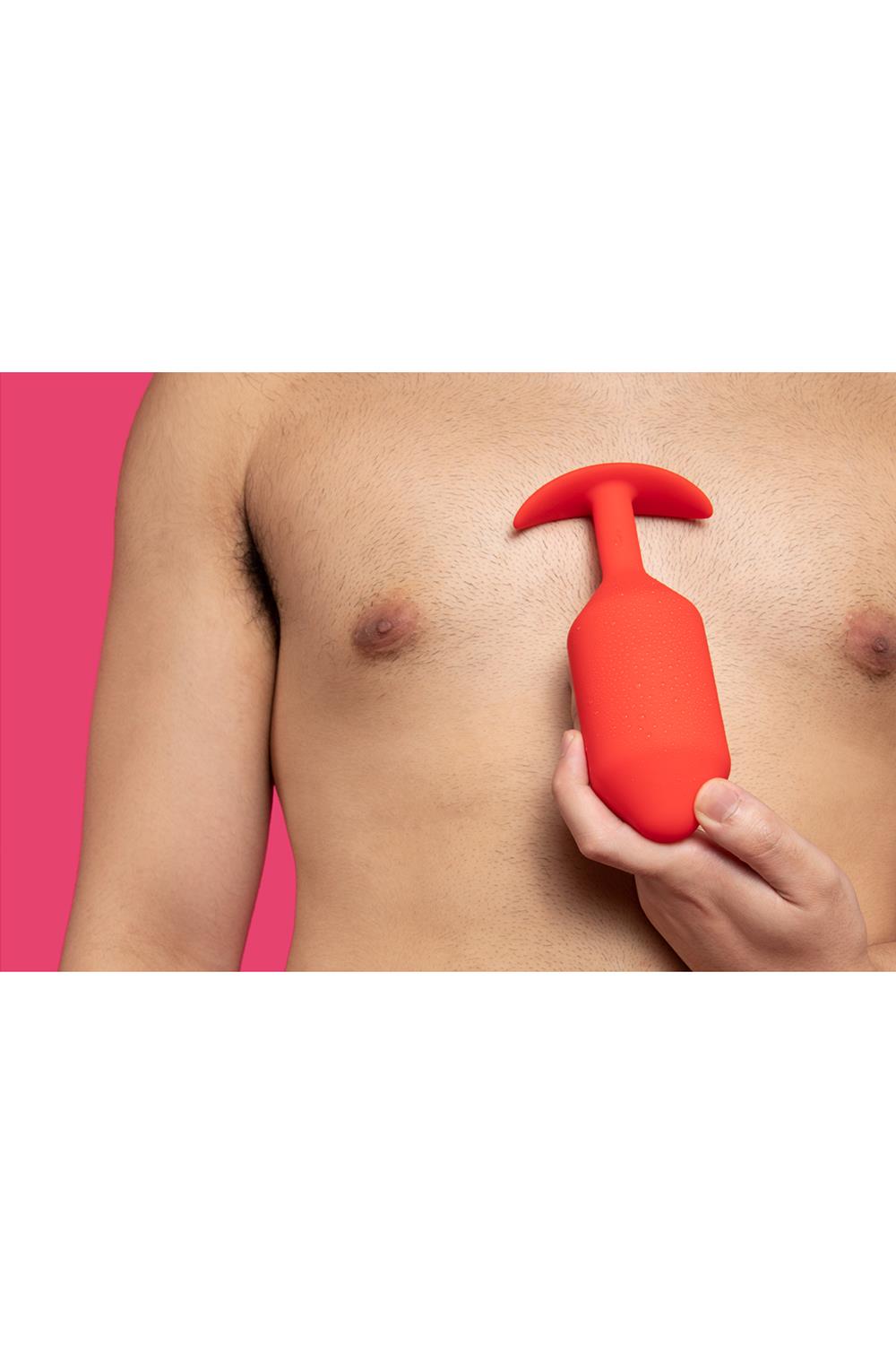 b-Vibe - Snug Plug 6 - Verzwaarde Butt Plug - Siliconen - Rood - Afbeelding 2