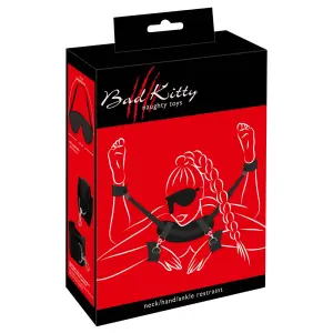 Bad Kitty - Bondage Set - Hand Pols Nek - Blinddoek - Zwart