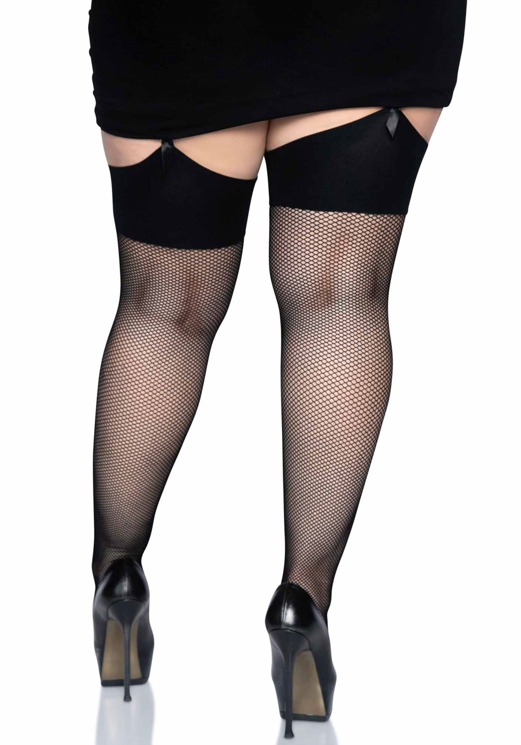 Leg Avenue - Visnet - Kousen - Met Brede Boord - Plus Size - Zwart - Afbeelding 3