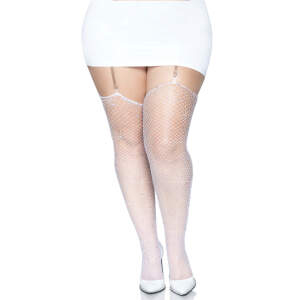 Leg Avenue - Visnet - Kousen - Strass - Queen size - Wit