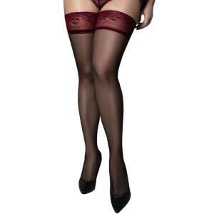 Ballerina's Secret - Hold-Up Kousen 603 - Plus Size - Rood - Zwart