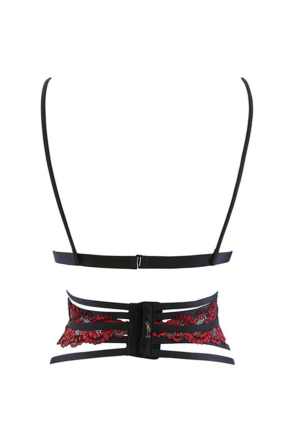 Axami - Sensual Paradise - Bralette met Tailleband - Kant - Rood - Zwart - Afbeelding 5