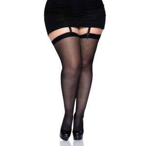 Leg Avenue - Jarretel Kousen - Plus Size - 15 Den - Zwart