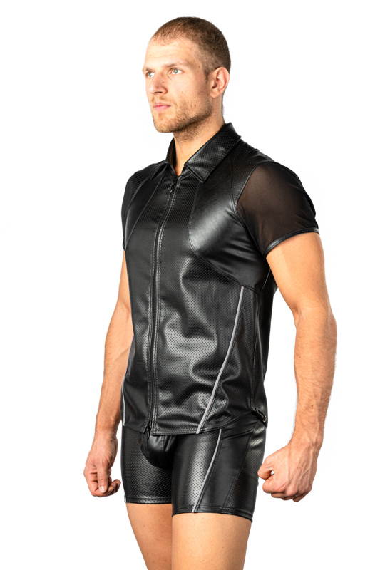 Benno Von Stein - Temyto Shirt - Geperforeerd - PU-Leer - Zwart