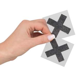 Cottelli - Tepelplakkers - Cross - Glitter - Zwart