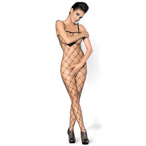 Obsessive - N102 - Grove Visnet Bodystocking - Zwart