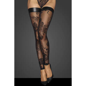 Noir Handmade - F243 - Kousen - Gaas - Flockprint - Wetlook - Zwart