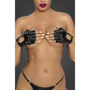 Noir Handmade - F263 - Handschoenen - Vingerloos - Lak - Zwart