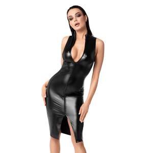 Noir Handmade - F337 Commandant - Midi Dress - Wetlook - Zwart