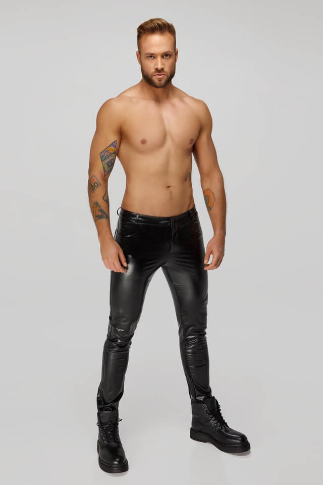 Noir Handmade - H067 - Broek - 5-pocket - Croco Lak - Zwart