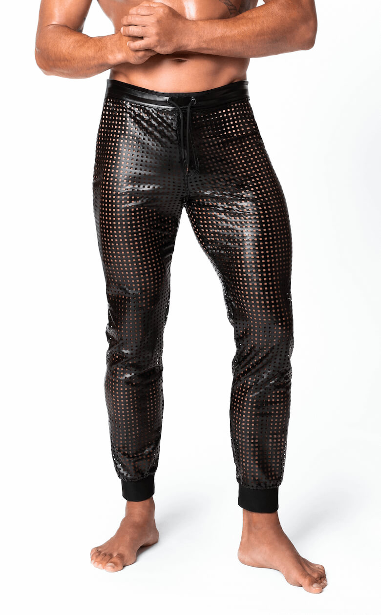Noir Handmade - H078 - Mayhem - Long Pants - Broek - Geperforeerd Wetlook - Zwart