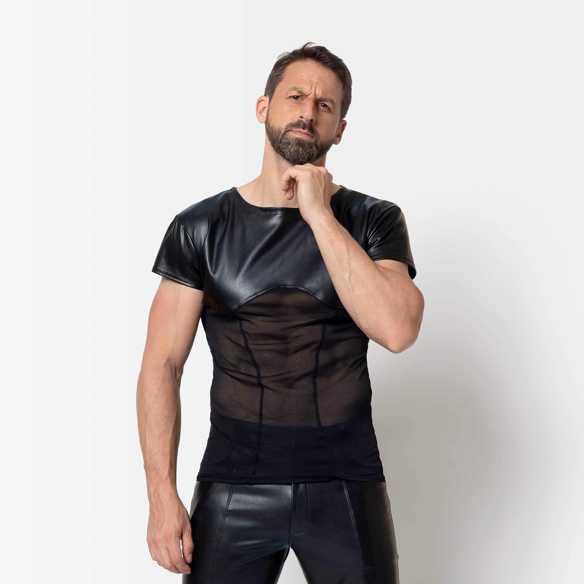 Patrice Catanzaro - Hakon Shirt - Gaas - Pu-Leer - Zwart