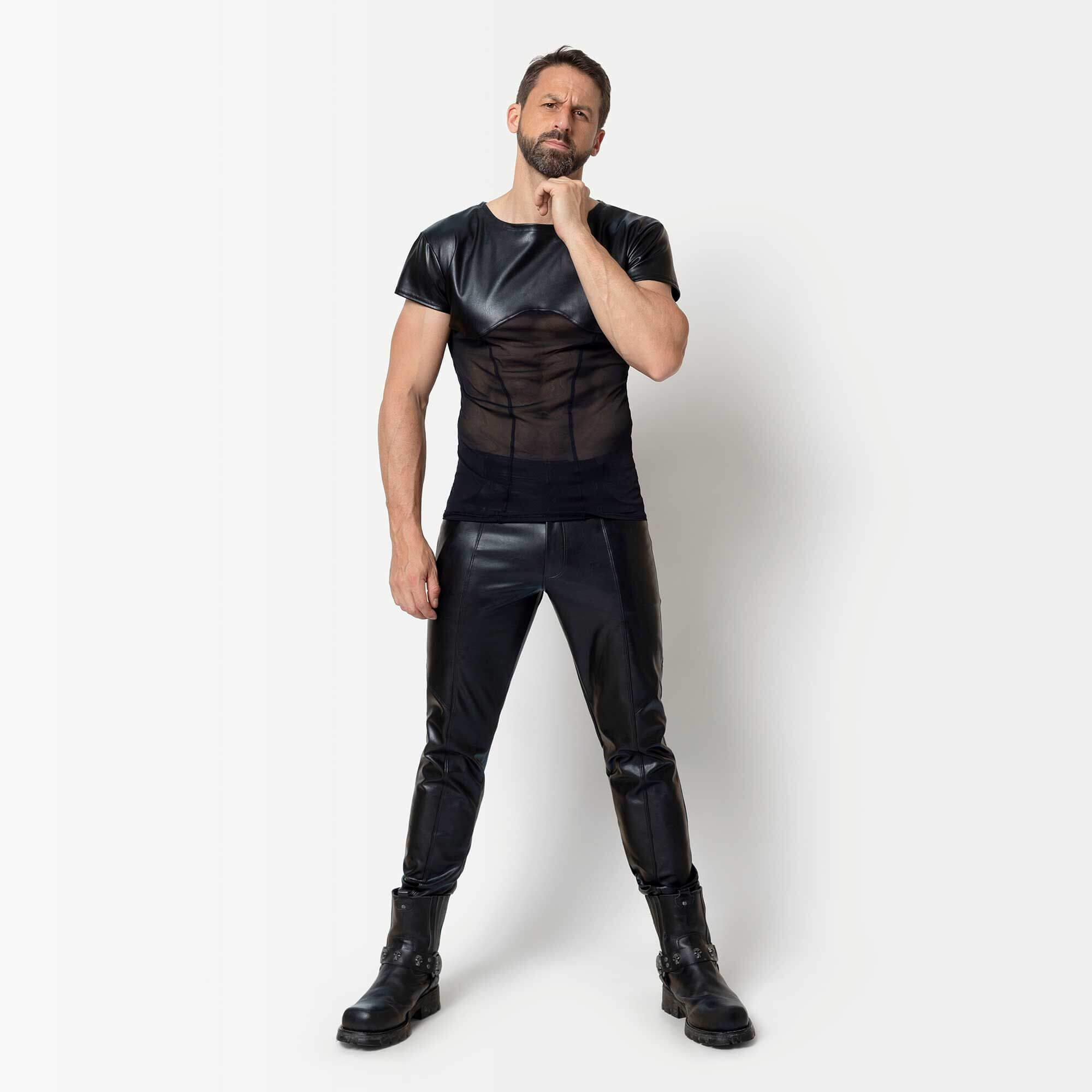 Patrice Catanzaro - Hakon Shirt - Gaas - Pu-Leer - Zwart - Afbeelding 4