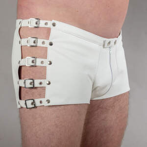 Leren Short met Gespen Wit - Bizonder