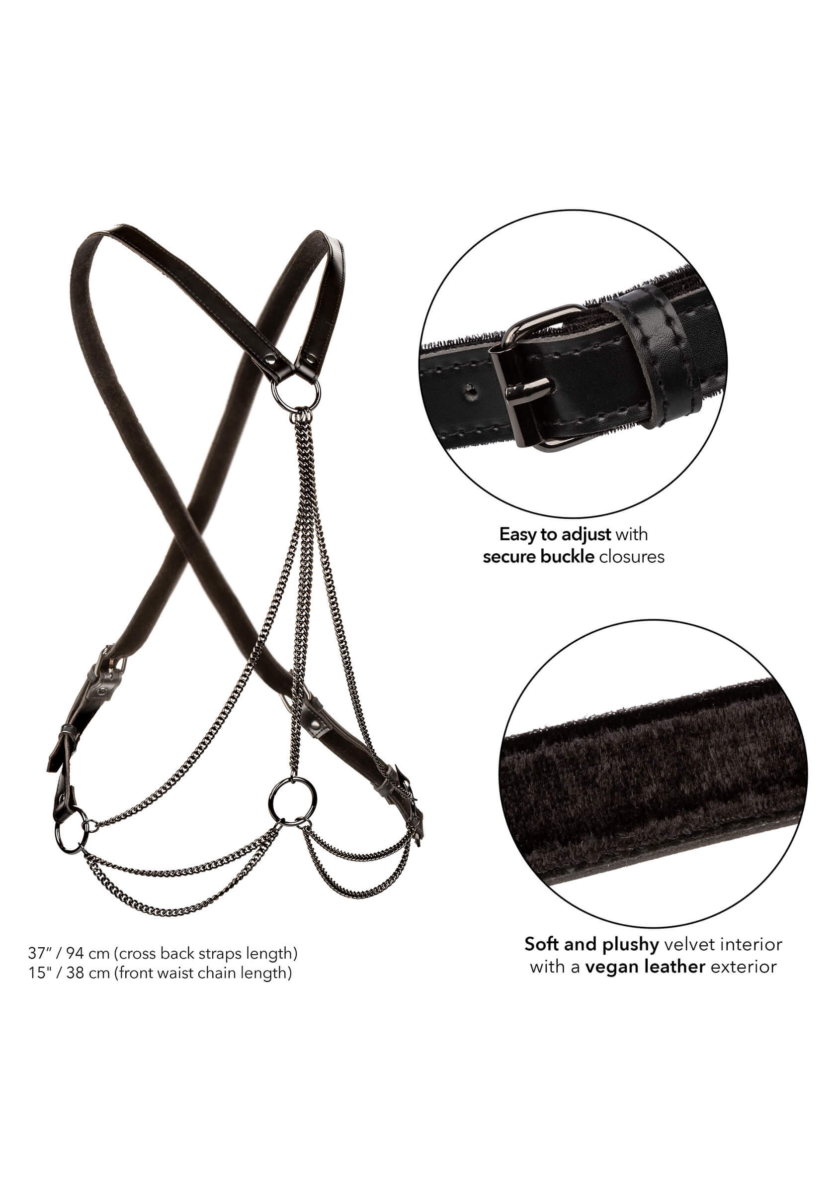 CalExotics - Euphoria - Multi Chain Harnas - Metaal - PU-leer - Zwart - Afbeelding 3