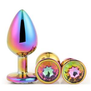 DreamToys - Anal Training Kit - 3 Butt Plugs - Edelsteen - Aluminium - Multicolor