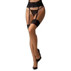 Obsessive - Kousen - Rand Zwart Kant - Nude
