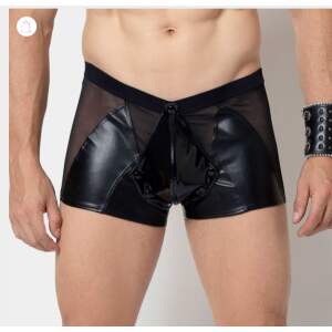 Patrice Catanzaro - Harbard - Jock Short - Afneembaar Lakdeel - PU-leer met Gaas - Zwart