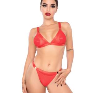 Kinky Diva - Spicy Bra & String - Gaas - Rood