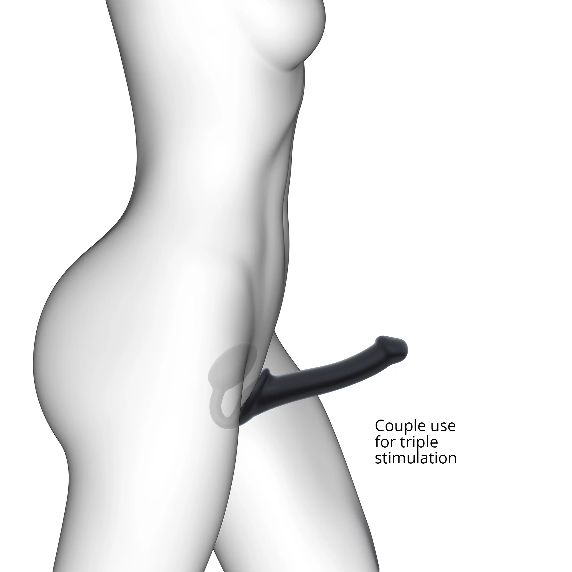 Strap-On-Me - Dubbele Dildo - Voorbind Dildo zonder Harnas - Siliconen - Zwart - Afbeelding 3