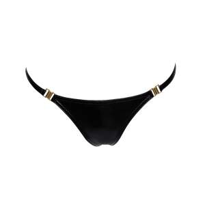 Noir Handmade - P008 - Stripper String - Gouden Gespen - Wetlook - Zwart