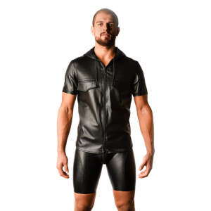 Benno von Stein - Shirt Mystero - Hoody - Geperforeerd PU-leer - Zwart