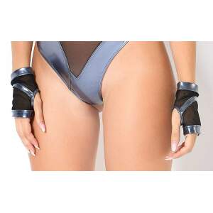 Patrice Catanzaro - Bercy - Handschoenen - Vingerloos - Gaas - Lak - Zwart - Blue Metallic