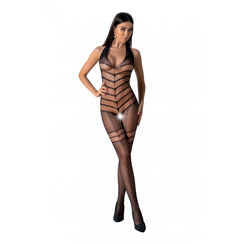 Passion - BS100 - Bodystocking - Visnet - Open Kruis - Zwart - Afbeelding 3