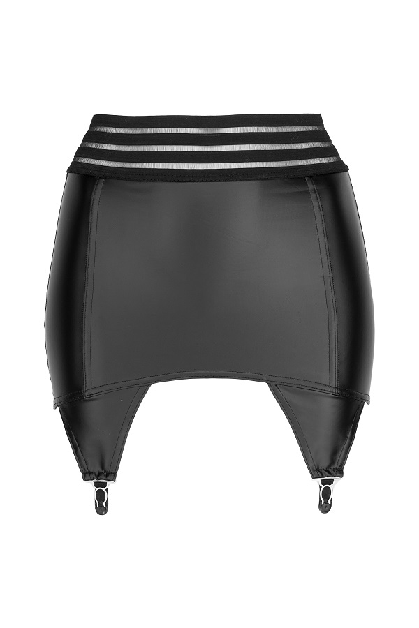 Noir Handmade Wetlook Jarretelles Gordel - Afbeelding 5