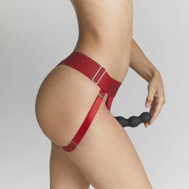 Strap-On-Me - Harnass Lingerie Unique - Voorbind Harnas - Dubbele Penetratie - Verstelbaar - One Size - Rood - Afbeelding 5