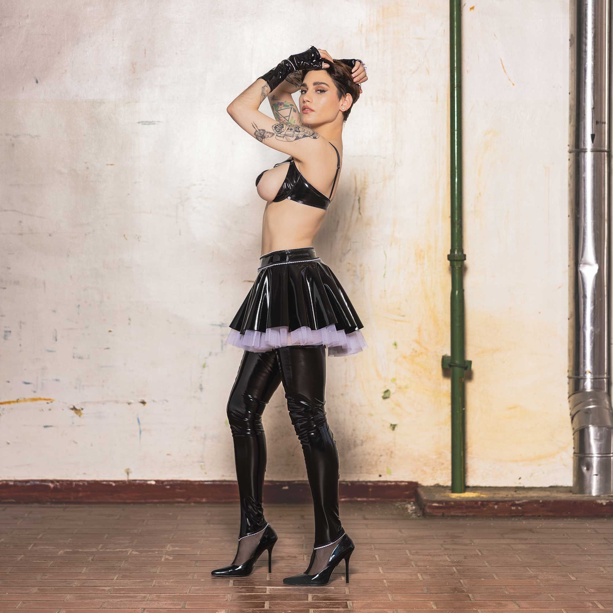 Patrice Catanzaro - Flocon - Petticoat Rokje - Lak - Zwart - Afbeelding 5