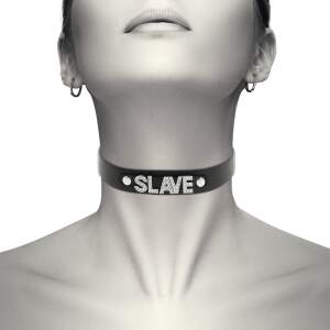 Coquette - Choker - Slave - Strass - Kunstleer - Zwart